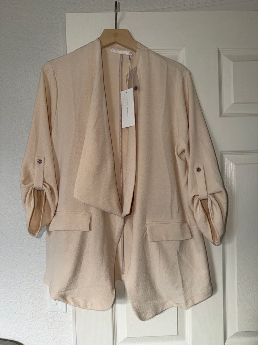 Lush Open-Front Cream Lightweight Jacket